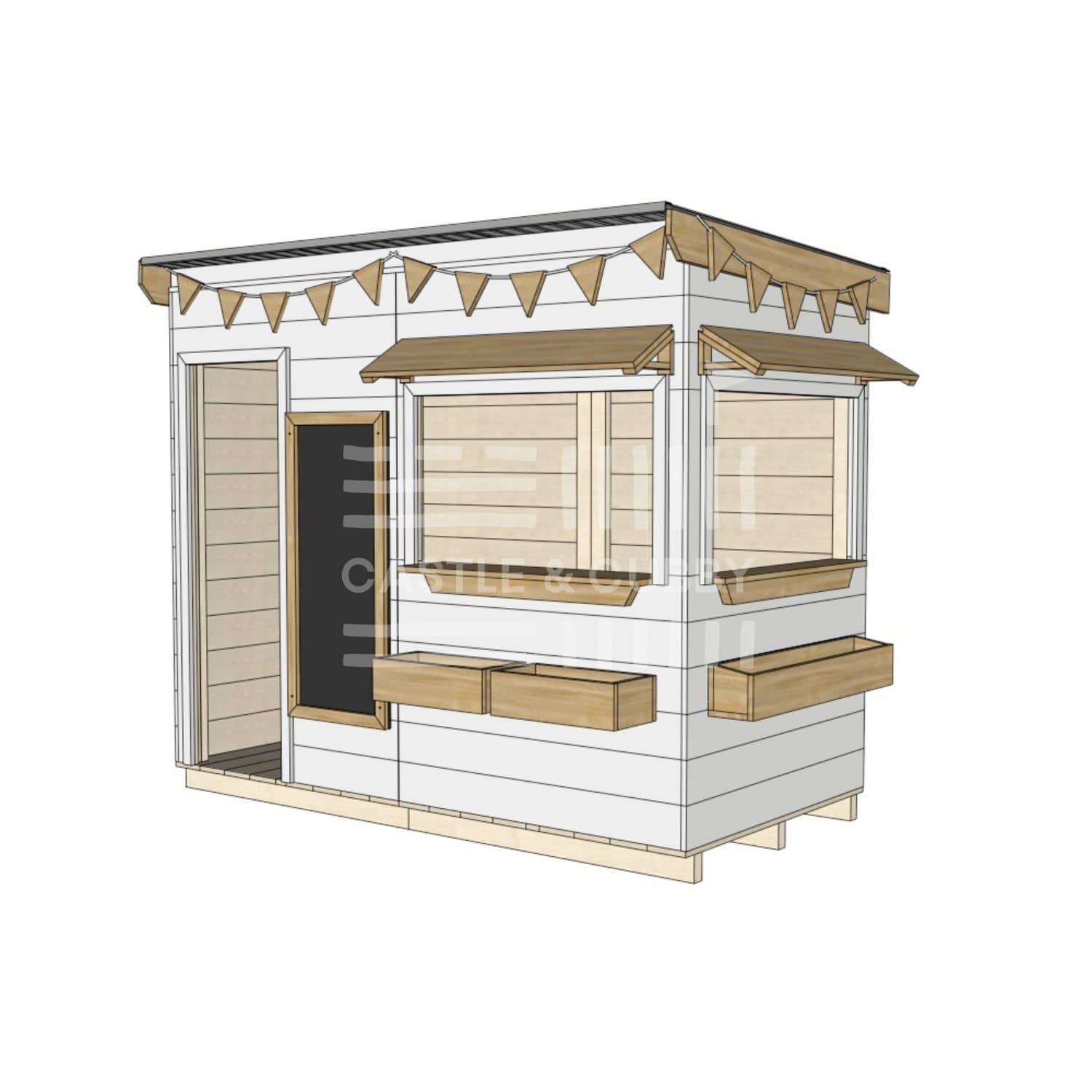 Flat roof painted extra height wooden cubby house commercial education midi rectangle accessories