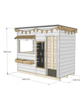 Flat roof painted extra height wooden cubby house commercial education midi rectangle