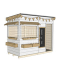 Flat roof painted extra height wooden cubby house commercial education midi rectangle dimensions