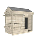 Pitched roof extra height raw wooden cubby house commercial education midi rectangle accessories