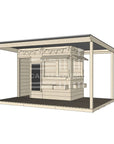 Commercial grade extended height midi rectangle wooden cubby house with wraparound verandah and accessories
