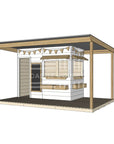 Commercial grade extended height painted midi rectangle wooden cubby house with wraparound verandah and accessories