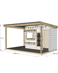 Commercial grade extended height painted midi rectangle timber cubby house with wraparound verandah and accessories