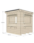 Flat roof raw extra height wooden cubby house commercial education midi square dimensions