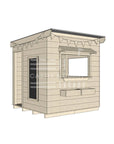 Flat roof raw extra height wooden cubby house commercial education midi square accessories