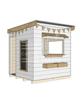 Flat roof painted extra height wooden cubby house commercial education midi square accessories