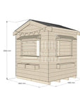 Pitched roof extra height raw wooden cubby house commercial education midi square dimensions