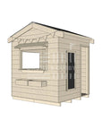Pitched roof extra height raw wooden cubby house commercial education midi square accessories