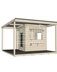Commercial grade extended height midi square wooden cubby house with wraparound verandah and accessories