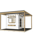 Commercial grade extended height painted midi square timber cubby house with wraparound verandah and accessories