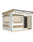Flat roof painted wooden cubby house commercial education large rectangle dimensions