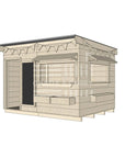 Flat roof raw wooden cubby house commercial education large rectangle accessories