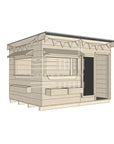 Flat roof raw wooden cubby house commercial education large rectangle dimensions