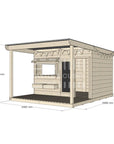 A commercial grade pine large rectangle cubby house with front verandah and accessories package