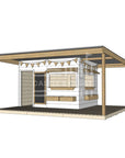 Commercial grade painted large square wooden cubby house with wraparound verandah and accessories