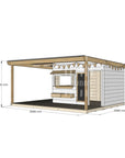 Commercial grade painted large square timber cubby house with wraparound verandah and accessories
