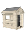 Pitched roof raw wooden cubby house commercial education little rectangle accessories