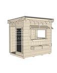 Flat roof raw wooden cubby house commercial education little rectangle accessories