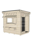 Flat roof raw wooden cubby house commercial education little rectangle