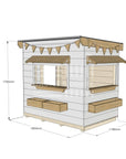 Flat roof painted wooden cubby house commercial education little rectangle dimensions