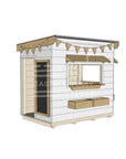 Flat roof painted wooden cubby house commercial education little rectangle accessories