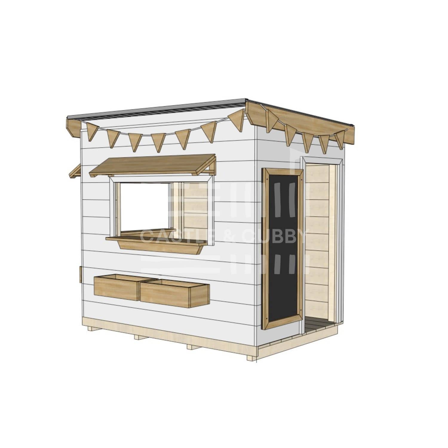 Flat roof painted wooden cubby house commercial education little rectangle