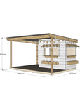 Commercial grade painted little rectangle pine timber cubby house with wraparound verandah, accessories and dimensions