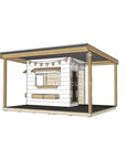 Commercial grade painted little rectangle timber cubby house with wraparound verandah and accessories