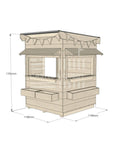 Flat roof raw wooden cubby house commercial education little square dimensions