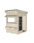 Flat roof raw wooden cubby house commercial education little square