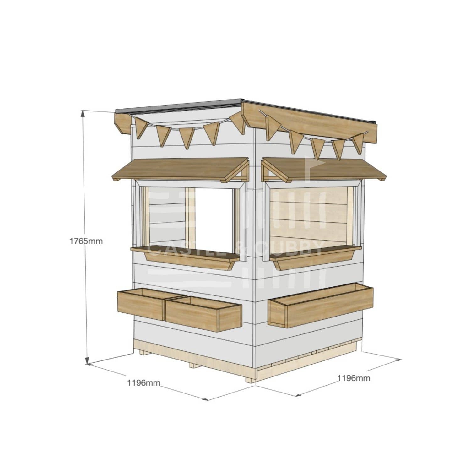 Flat roof painted wooden cubby house commercial education little square dimensions