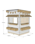 Flat roof painted wooden cubby house commercial education little square dimensions