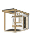 A commercial grade painted pine little square cubby house with front verandah and accessories package