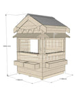 Pitched roof raw wooden cubby house commercial education little square dimensions