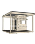 Commercial grade little square wooden cubby house with wraparound verandah and accessories