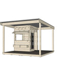 Commercial grade little square timber cubby house with wraparound verandah and accessories