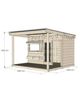 A commercial grade pine midi rectangle cubby house with front verandah and accessories package
