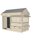 Pitched roof raw wooden cubby house commercial education midi rectangle accessories
