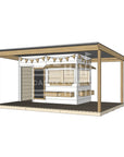 Commercial grade painted midi rectangle wooden cubby house with wraparound verandah and accessories