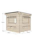 Flat roof raw wooden cubby house commercial education midi square dimensions