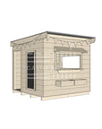 Flat roof raw wooden cubby house commercial education midi square accessories