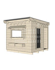 Flat roof raw wooden cubby house commercial education midi square