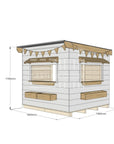 Flat roof painted wooden cubby house commercial education midi square dimensions