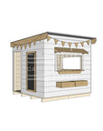 Flat roof painted wooden cubby house commercial education midi square accessories