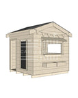 Pitched roof raw wooden cubby house commercial education midi square accessories