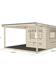 Commercial grade midi square pine timber cubby house with wraparound verandah, accessories and dimensions