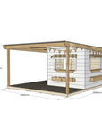 Commercial grade painted midi square pine timber cubby house with wraparound verandah, accessories and dimensions