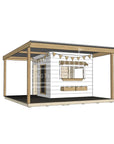 Commercial grade painted midi square wooden cubby house with wraparound verandah and accessories