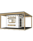 Commercial grade painted midi square timber cubby house with wraparound verandah and accessories