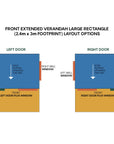 Layout options for large rectangle size cubby with front verandah